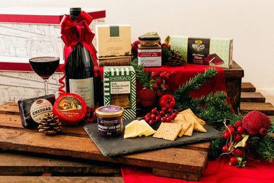 After-Dinner-Savory Wine, Cheese & Fruit Basket (#1102)  "Picture Shown Largest Size"