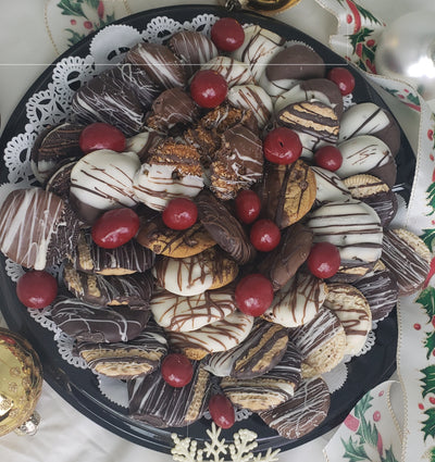 Gourmet Chocolate Dipped Cookie Tray (# 1183)  "Picture Shown Largest Size"