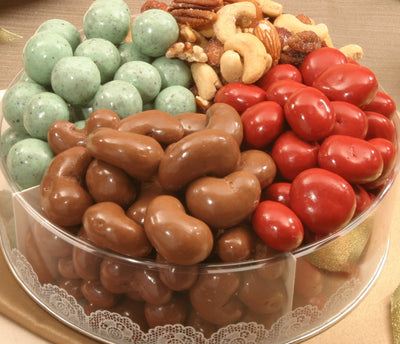 Dry Fruit Nut, Chocolate & Dry Fruit Round Lucite Tin ( #1186)