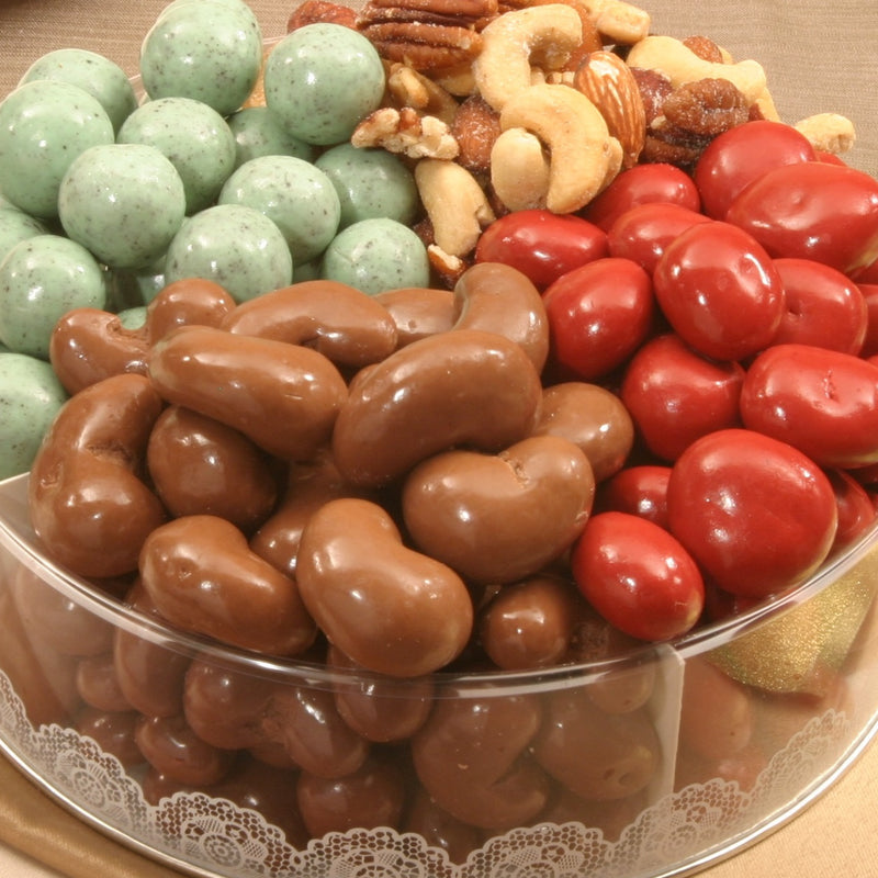 Dry Fruit Nut, Chocolate & Dry Fruit Round Lucite Tin ( #1186)