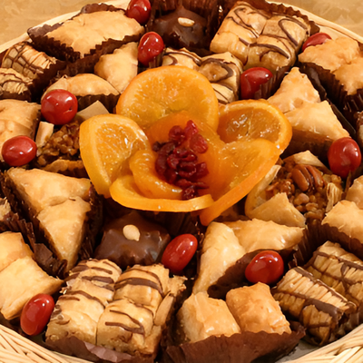 Glazed Fruit & Baklava Pastry Gift Tray #5332  "Picture Shown Largest Size"