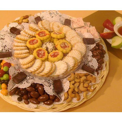 Ultimate Chocolate, Cookie & Nuts Gift Tray with Honey & Apples #6855  "Picture Shown Largest Size"