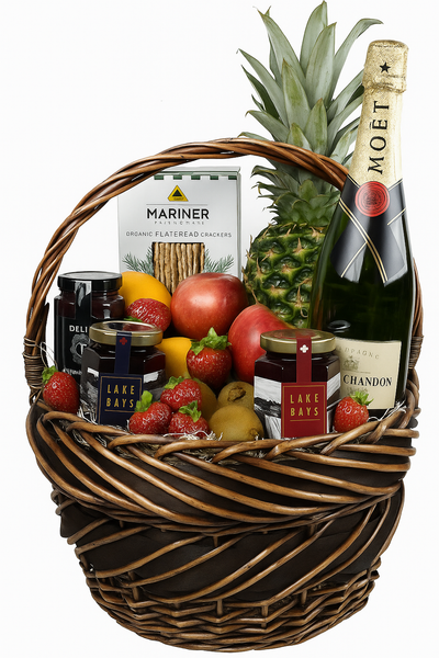 Champagne & Fresh Fruit Basket(#1110)"Largest Gift Picture Shown"