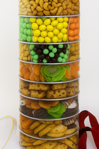 Dry Fruit Nut, Chocolate, Fancy Cookies,  & Dry Fruit Round Lucit Tin (10-tier)(#1191)