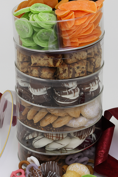 Dry Fruit Nut, Chocolate, Fancy Cookies,  & Dry Fruit Round Lucit Tin (6-tier)(#1190)