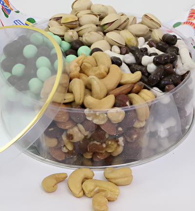 Holiday Roasted Nuts, Chocolates, Chocolates & Candies Lucite Tin #7419