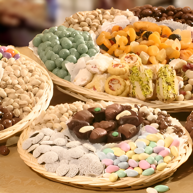 Gift Basket Decadent Chocolates Nuts, Cookies & Chocolate Covered Nuts Custom Tray  #9002 "Largest Gift Picture Shown"