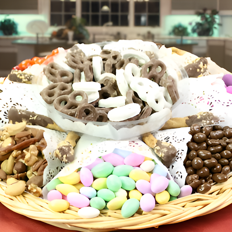 Gift of Chocolate, Nut, Dipped Pretzels and Candy Tray #6702  "Picture Shown Largest Size"