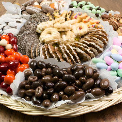 Fancy Cookies Chocolate Nut Gift Tray #6703"Largest Gift Picture Shown"