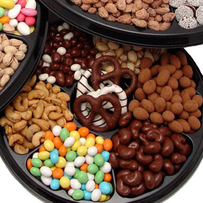 Custom Nuts, Chocolates Chocolate covered nuts & dry fruit, Cookies & chocolate covered Pretzels  #9003"Largest Gift Picture Shown"