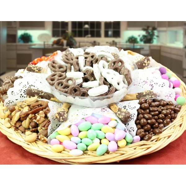 Chocolate, Nut, Dipped Pretzels and Candy Tray 6702