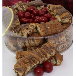 Holiday Chocolate Drizzled Soft Cherry Biscotti Lucite Tin #7428
